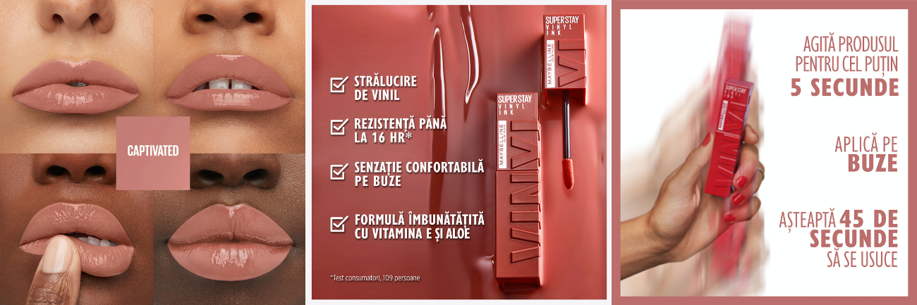 Ruj lichid rezistent cu stralucire de vinil SuperStay Vinyl Ink, 95 Captivated, 4.2 ml, Maybelline